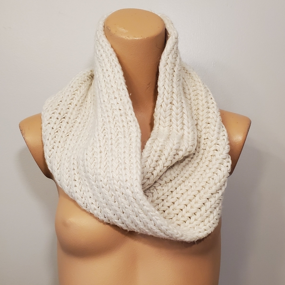 Cream Knitted Infinity Scarf